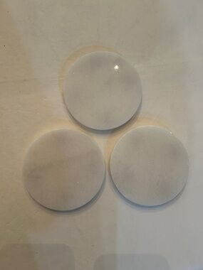 Set of 3 Round White Marble Coasters
